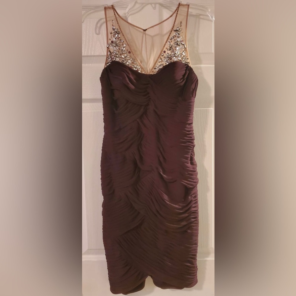 Seductive Eggplant Dress with Jewel Beading